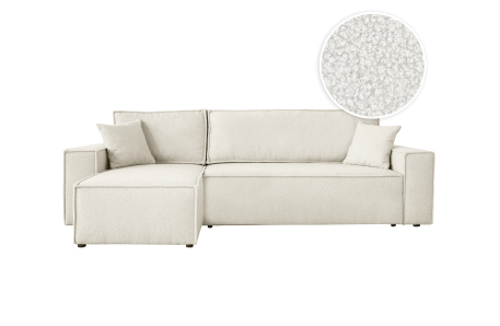 Canapé FARAH d'angle réversible et convertible 4 places en tissu bouclette