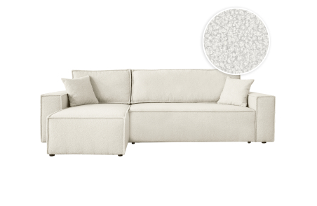 Canapé d'angle FARAH réversible et convertible 3 places en tissu bouclette
