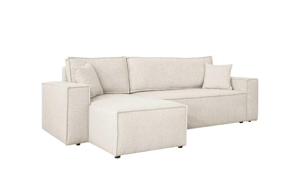 Canapé d'angle FARAH réversible et convertible 3 places en tissu bouclette