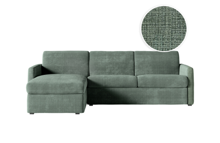 Canapé d'angle convertible express 4 places AGATHE couchage quotidien en tissu chenille