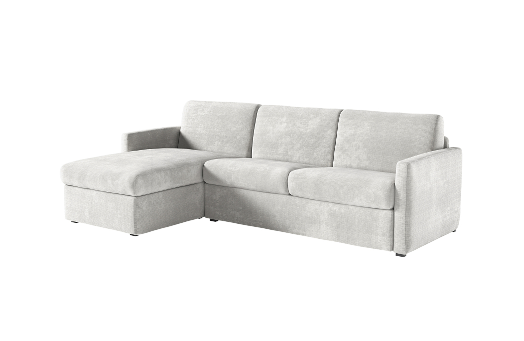 Canapé d'angle convertible express 4 places AGATHE couchage quotidien en tissu chenille