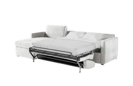 Canapé d'angle convertible express 4 places AGATHE couchage quotidien en tissu chenille