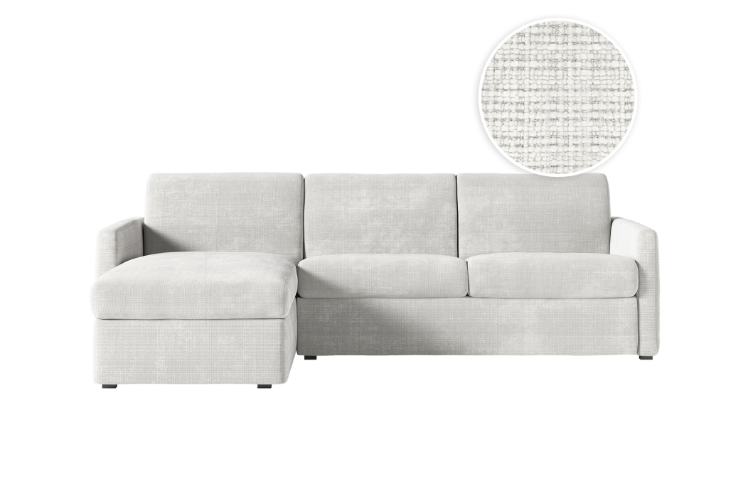 Canapé d'angle convertible express 4 places AGATHE couchage quotidien en tissu chenille