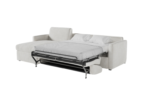 Canapé d'angle convertible express 4 places AGATHE couchage quotidien en tissu bouclette