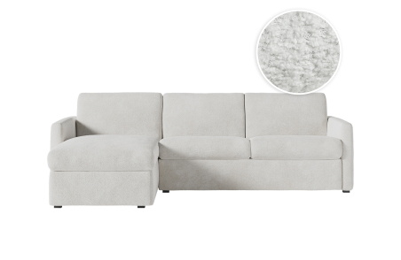 Canapé d'angle convertible express 4 places AGATHE couchage quotidien en tissu bouclette