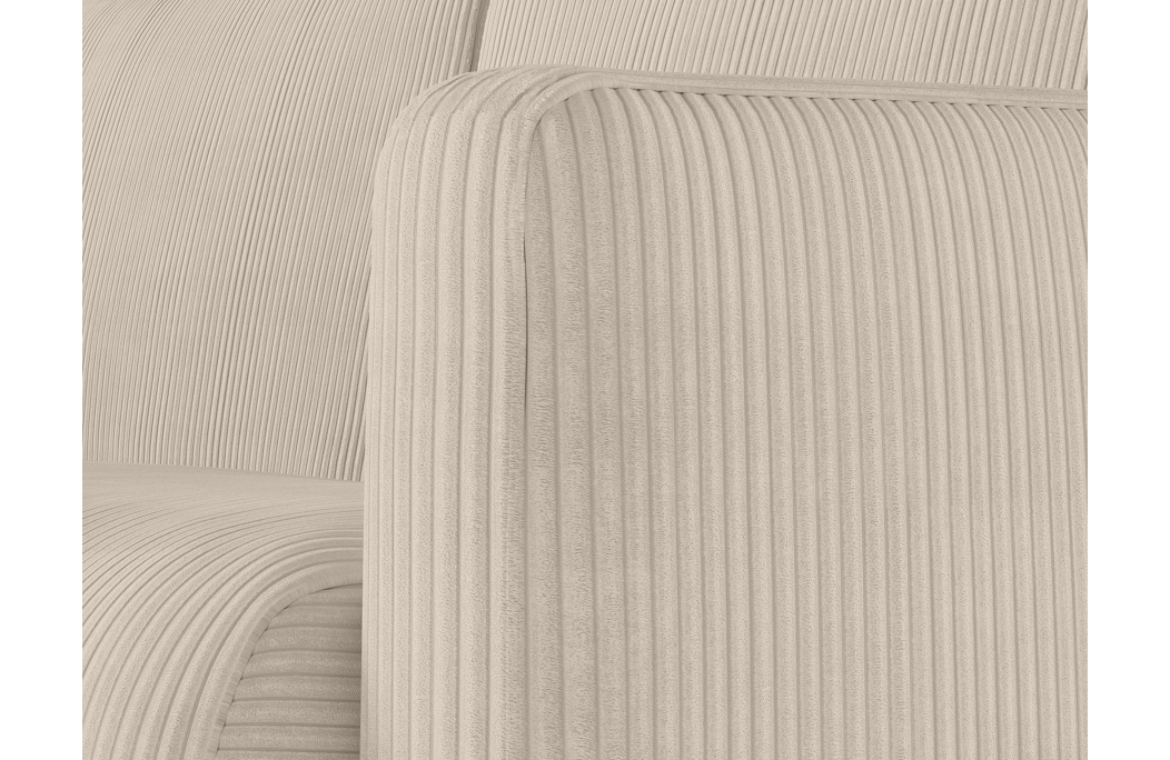 Canapé d'angle convertible express 4 places AGATHE couchage quotidien en velours côtelé