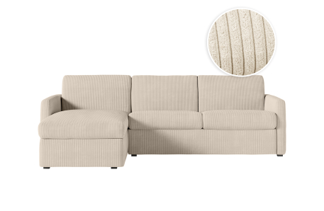 Canapé d'angle convertible express 4 places AGATHE couchage quotidien en velours côtelé
