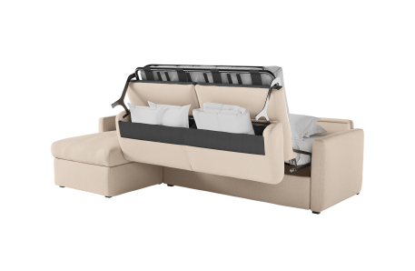 Canapé d'angle convertible express 4 places AGATHE couchage quotidien en tissu