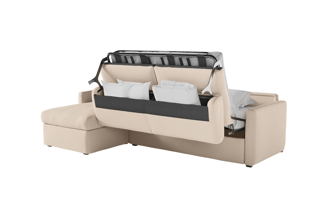 Canapé d'angle convertible express 4 places AGATHE couchage quotidien en tissu