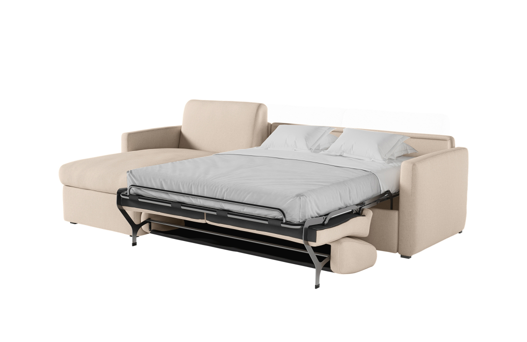 Canapé d'angle convertible express 4 places AGATHE couchage quotidien en tissu