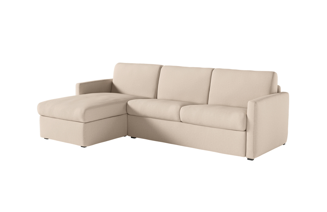 Canapé d'angle convertible express 4 places AGATHE couchage quotidien en tissu