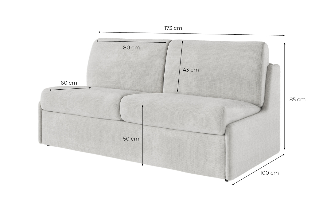 Canapé convertible express 3 places AGATHE couchage quotidien sans accoudoirs en tissu chenille