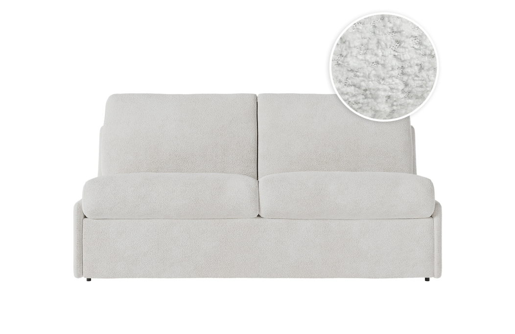 Canapé convertible express 3 places AGATHE couchage quotidien sans accoudoirs en tissu bouclette