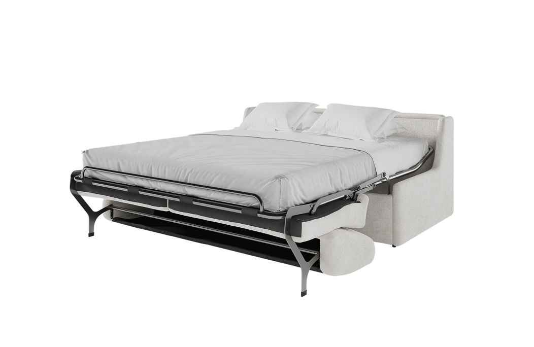 Canapé convertible express 3 places AGATHE couchage quotidien sans accoudoirs en tissu bouclette