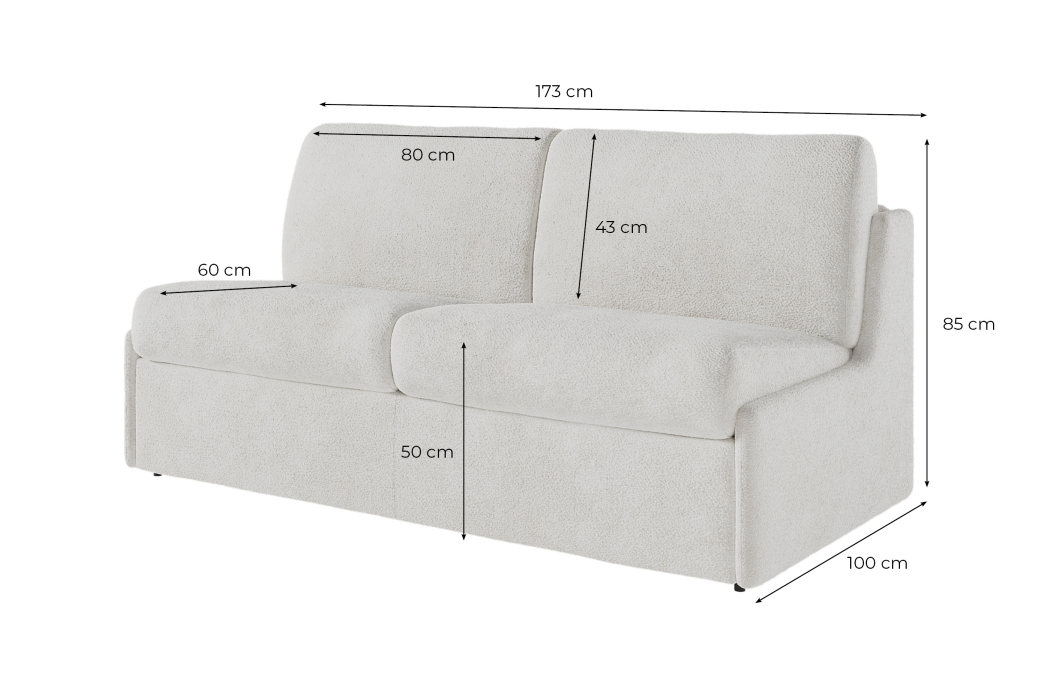 Canapé convertible express 3 places AGATHE couchage quotidien sans accoudoirs en tissu bouclette