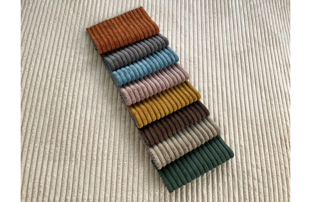 Canapé d'angle convertible express 4 places AGATHE couchage quotidien en velours côtelé