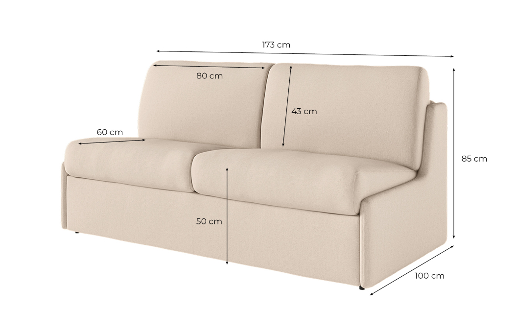 Canapé convertible express 3 places AGATHE couchage quotidien sans accoudoirs en tissu
