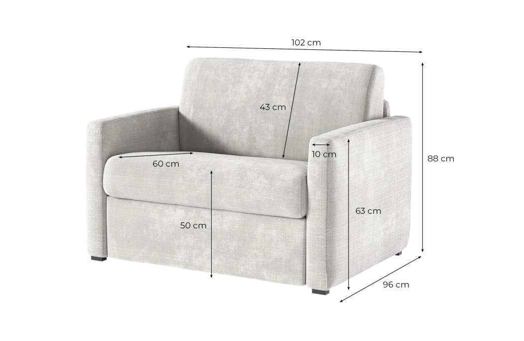 Fauteuil AGATHE convertible express couchage quotidien en tissu chenille