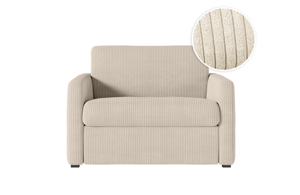 Fauteuil AGATHE convertible express couchage quotidien en velours côtelé