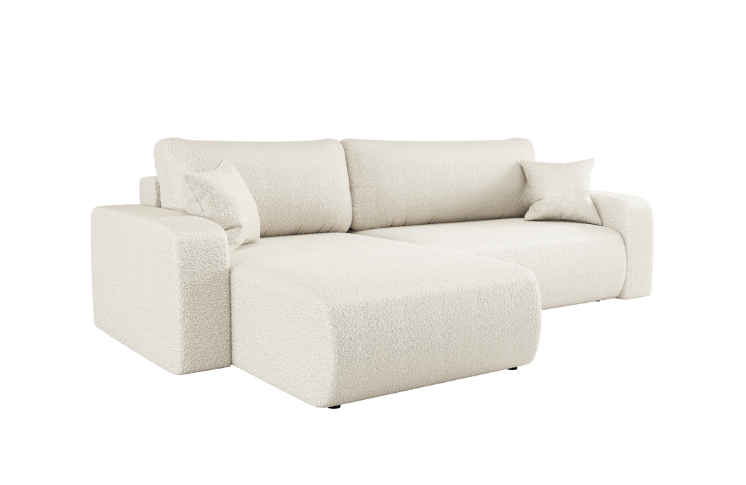 Canapé LYANA d'angle XL réversible et convertible 4 places en tissu bouclette