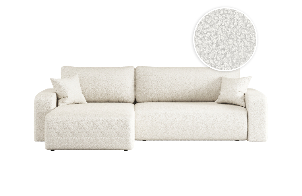 Canapé LYANA d'angle XL réversible et convertible 4 places en tissu bouclette