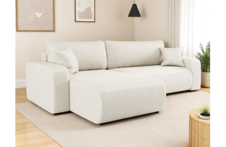 Canapé LYANA d'angle XL réversible et convertible 4 places en tissu bouclette