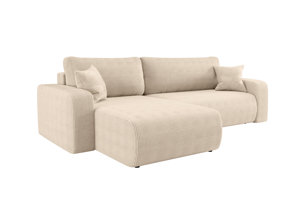 Canapé LYANA d'angle XL réversible et convertible 4 places en velours côtelé