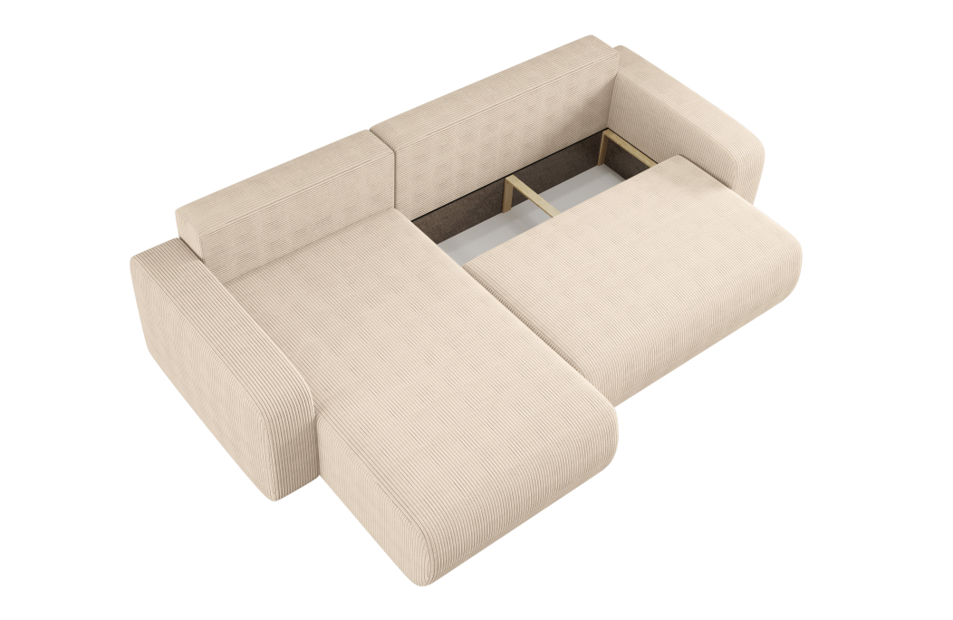 Canapé LYANA d'angle XL réversible et convertible 4 places en velours côtelé