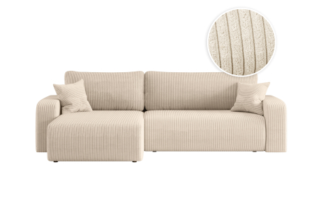 Canapé LYANA d'angle XL réversible et convertible 4 places en velours côtelé