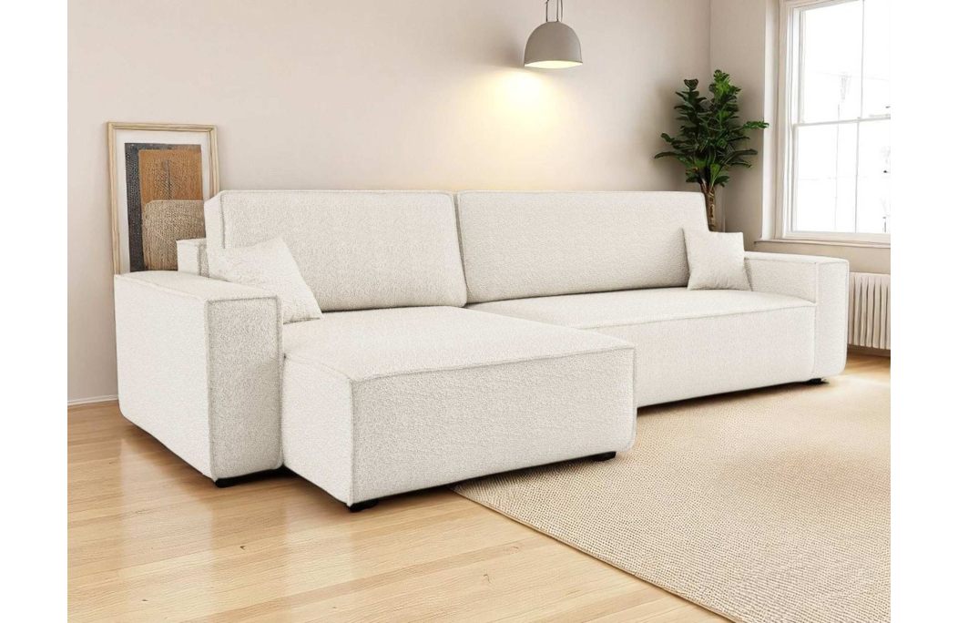 Canapé FARO d'angle XL réversible et convertible 4 places en tissu bouclette
