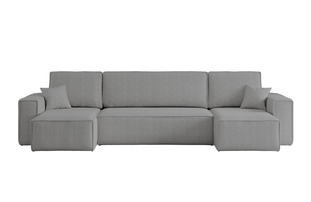 Canapé d'angle FARAH panoramique convertible 5 places en tissu bouclette