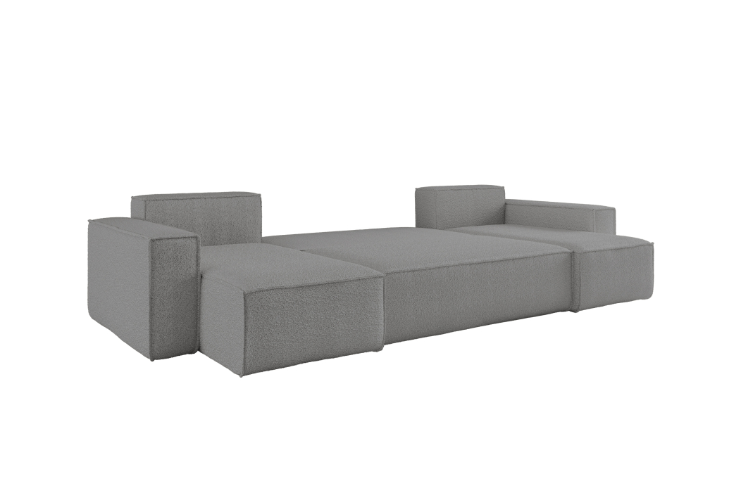 Canapé d'angle FARAH panoramique convertible 5 places en tissu bouclette