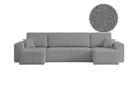 Canapé d'angle FARAH panoramique convertible 5 places en tissu bouclette