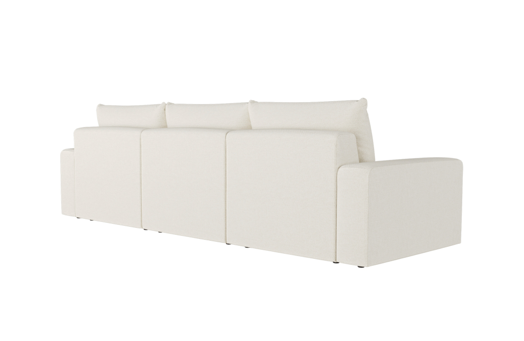 PACK - Canapé droit fixe 3 places ROMANE avec pouf en tissu Easy Clean antitache