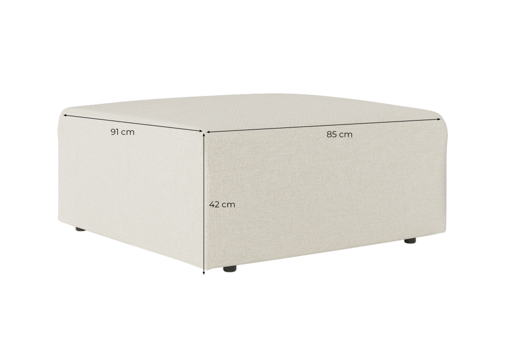 PACK - Canapé droit fixe 3 places ROMANE avec pouf en tissu Easy Clean antitache