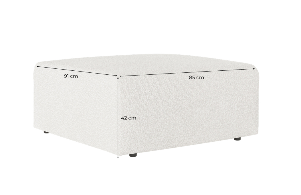 PACK - Canapé droit fixe 3 places ROMANE avec pouf en tissu bouclette