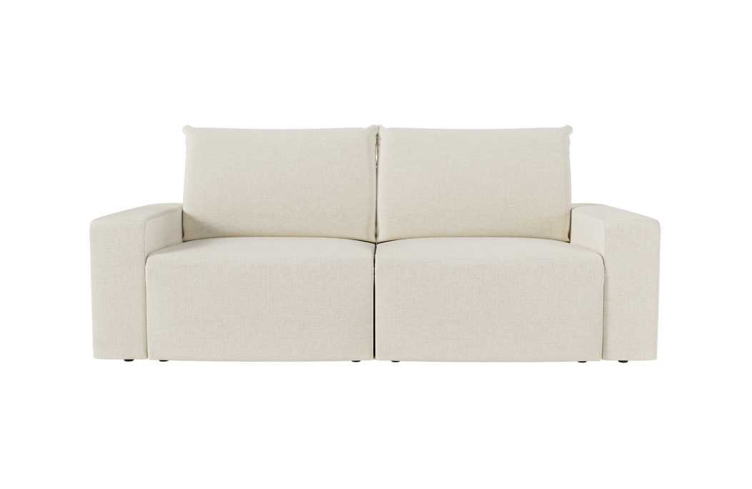 PACK - Canapé droit fixe 2 places ROMANE avec pouf en tissu Easy Clean antitache