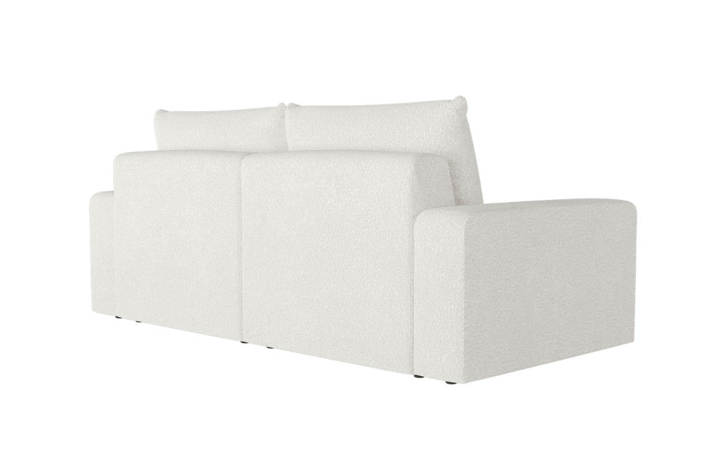 PACK - Canapé droit fixe 2 places ROMANE avec pouf en tissu bouclette