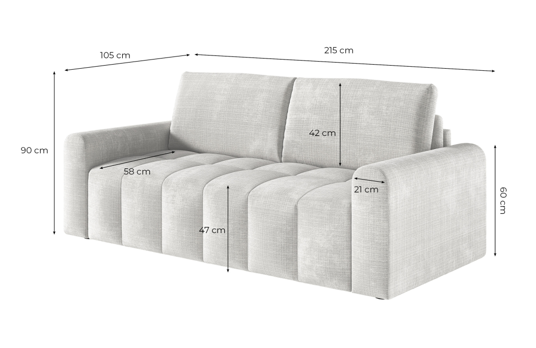 Canapé SILVIO convertible 3 places système couchage express en tissu chenille
