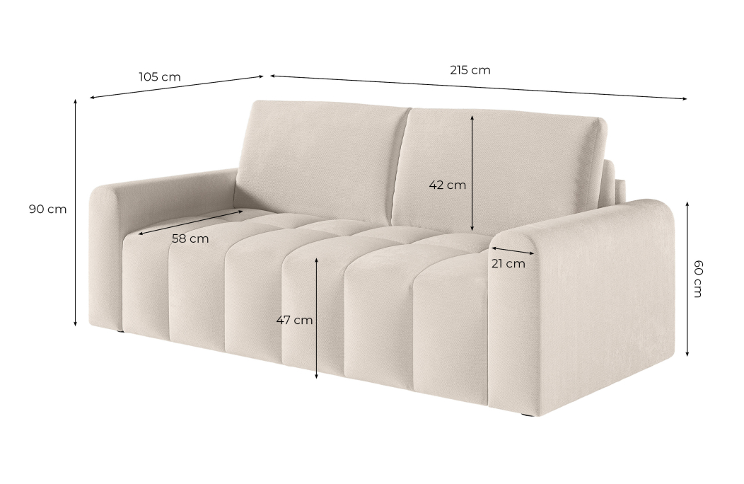 Canapé SILVIO convertible 3 places système couchage express en tissu