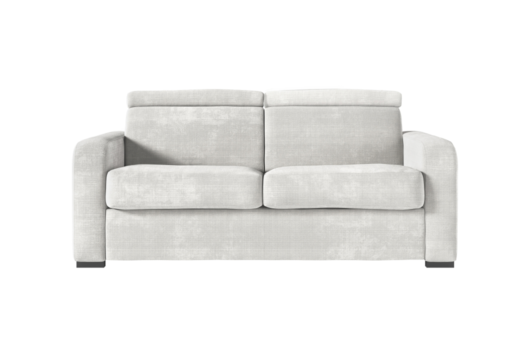 Canapé CAROLE convertible 3 places système couchage express avec têtières réglables en tissu chenille