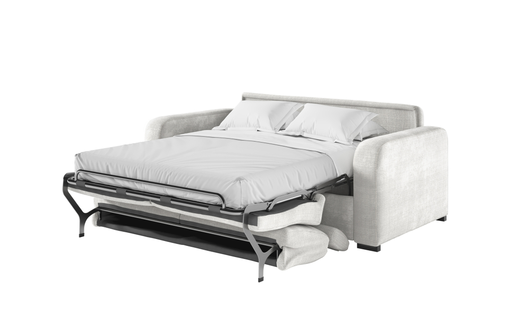 Canapé CAROLE convertible 3 places système couchage express avec têtières réglables en tissu chenille