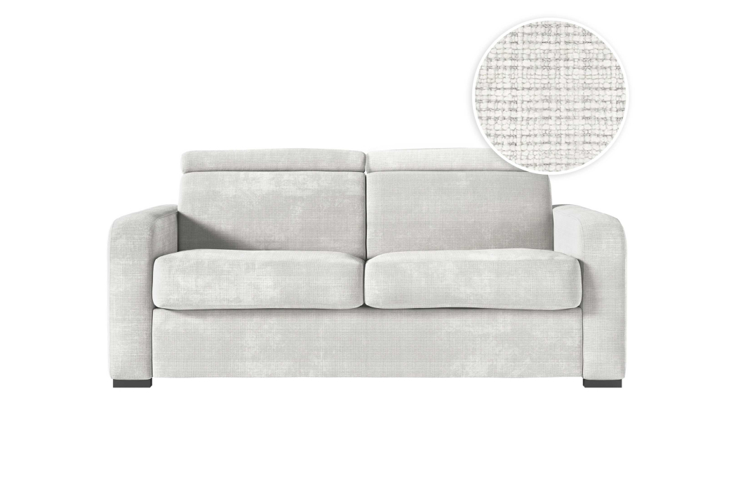 Canapé CAROLE convertible 3 places système couchage express avec têtières réglables en tissu chenille