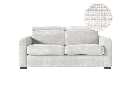 Canapé CAROLE convertible 3 places système couchage express avec têtières réglables en tissu chenille