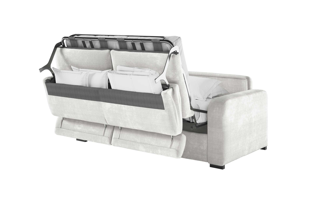 Canapé CAROLE convertible 3 places système couchage express avec têtières réglables en tissu chenille