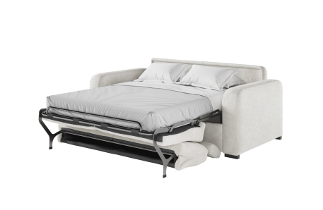Canapé CAROLE convertible 3 places système couchage express avec têtières réglables en tissu bouclette