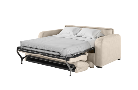 Canapé CAROLE convertible 3 places système couchage express avec têtières réglables en velours côtelé