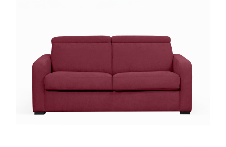 Canapé CAROLE convertible 3 places système couchage express avec têtières réglables en tissu