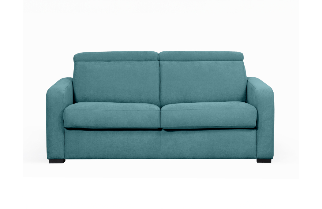 Canapé CAROLE convertible 3 places système couchage express avec têtières réglables en tissu