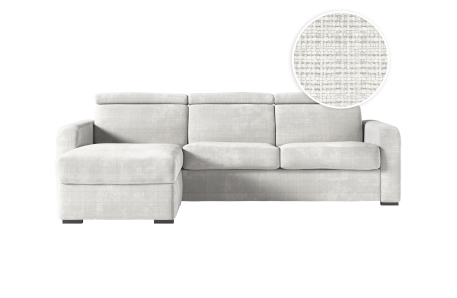 Canapé CAROLE d'angle convertible 4 places système couchage express avec têtières réglables en tissu chenille